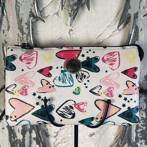 Stone Mountain leather heart graffiti crossbody bag.